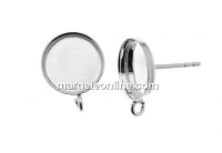 Earring findings, bar, 925 silver, cabochon 10mm - x1pair