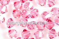 Preciosa, bicone bead, light rose, 6mm - x20