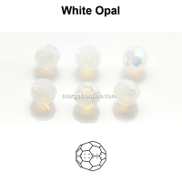 Preciosa, faceted round bead, white opal, 4mm - x10