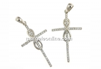 Cross pendant with infinity, rhodium plated 925 silver, 36mm  - x1