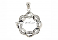 Infinity crown pendant, rhodium plated 925 silver, 30mm  - x1