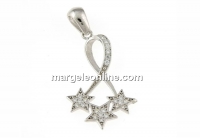 Stars pendant with crystals, rhodium plated 925 silver, 30mm  - x1