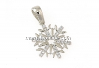 Snowflake pendant with crystals, rhodium plated 925 silver, 21mm  - x1