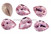 Ideal crystals, fancy drop, light rose, 14x10mm - x2