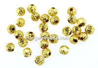 Decorative beads, gold plated 925 silver, 4mm - x4