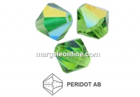 Preciosa, bicone bead, peridot AB, 3mm - x40