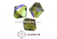 Preciosa, bicone bead, olivine AB, 3mm - x40