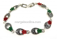 Flower basket bracelet with crystals, 18cm - x1