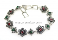 Flower bracelet with crystals, 18cm - x1