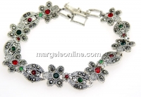 Ladybug and flower bracelet with crystals, 18cm - x1