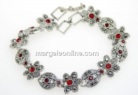 Ladybug and flower bracelet with crystals, 18cm - x1