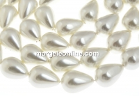 Mallorca type pearls, drop, white, 20x14mm