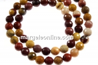 Mookaite jasper, faceted round, 4.3mm