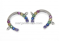 Horseshoe link with crystals, rhodium-plated silver 925, 12mm - x1