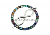 Infinity link with crystals, rhodium-plated silver 925, 19mm - x1