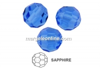 Preciosa, faceted round bead, sapphire, 3mm - x10