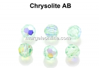 Preciosa, faceted round bead, chrysolite AB, 4mm - x10