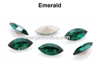 Preciosa navette, fancy chaton, emerald, 10mm - x4