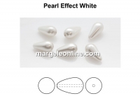 Preciosa beads, pearshape, white, 15x8mm - x2