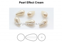 Preciosa beads, pearshape, cream, 10x6mm - x2