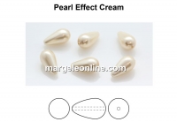 Preciosa beads, pearshape, cream, 15x8mm - x2