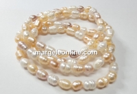 Elastic bracelet made of tricolour freshwater pearls 7-8mm