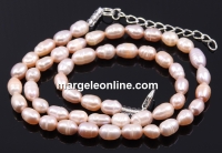 Necklace made of rose freshwater pearls 8-10mm