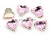 Ideal crystals, heart fancy, light rose, 13x12mm - x1