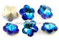 Ideal crystals, fancy flower, bermuda blue, 10mm - x1