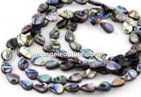 Margele sidef natural Abalone, scoica paua, picatura, 12x8.5mm