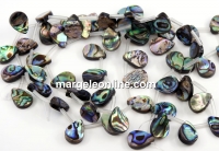 Margele sidef natural Abalone, scoica paua, picatura, 14x10mm