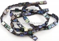 Abalone natural pearl beads, paua shell, square, 8x8mm