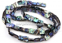 Abalone natural pearl beads, paua shell, square, 10x10mm