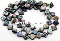 Natural pearl beads Abalone, paua shell, rhombus, 13x13mm