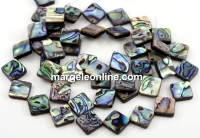 Natural pearl beads Abalone, paua shell, rhombus, 16x16mm