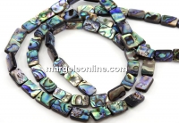 Abalone natural pearl beads, paua shell, rectangle, 12x8mm