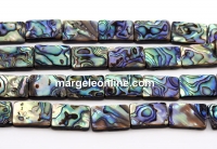 Abalone natural pearl beads, paua shell, rectangle, 18x13mm