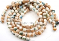 Natural marine pearl beads, cream-ivory, round, 8.5mm