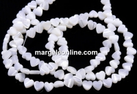 White natural pearl beads, heart, 6.5x6mm