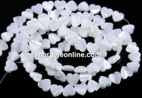 White natural pearl beads, heart, 8.5x8mm