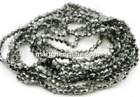 Sirag margele cristal, biconic fatetat, silver grey, 4mm