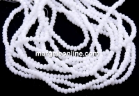 Crystal bead string, faceted rounds, white alabaster, 3x2mm