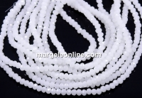 Crystal bead string, faceted rounds, white opal, 3.5x2.5mm