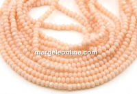 Sirag margele cristal, rondele fatetate, rose baby skin, 3.5x2.5mm