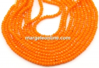 Crystal bead string, faceted rounds, indian orange, 3x2mm