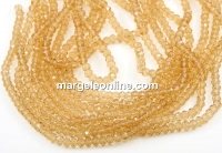 Crystal bead string, faceted rounds, golden beige, 4x3mm