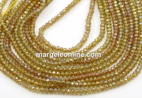 Crystal bead string, faceted rounds, golden rainbow, 3x2mm