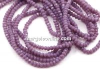 Crystal bead string, faceted rounds, cyclamen opal, 3.5x2.5mm