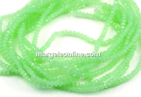 Crystal bead string, faceted rounds, pastel green, 3x2mm