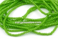 Crystal bead string, faceted rounds, olive green, 3x2mm